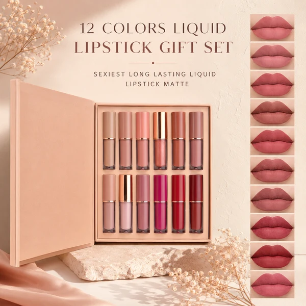 💕12 Color Matte and Pearlescent Liquid Lipstick Set