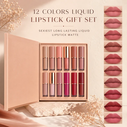 💕12 Color Matte and Pearlescent Liquid Lipstick Set