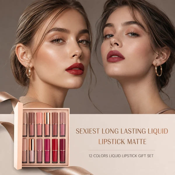 💕12 Color Matte and Pearlescent Liquid Lipstick Set