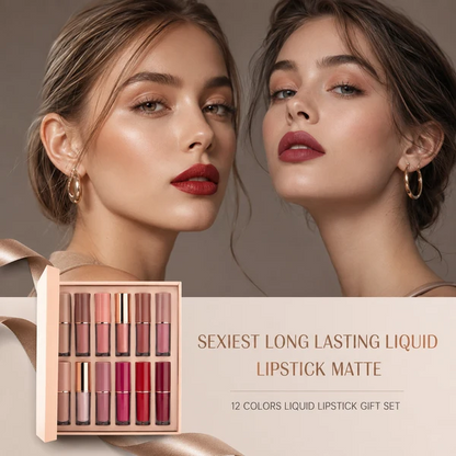 💕12 Color Matte and Pearlescent Liquid Lipstick Set
