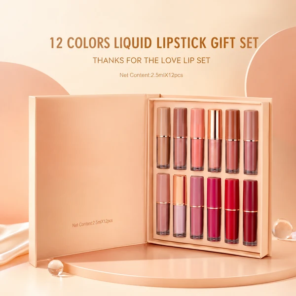 💕12 Color Matte and Pearlescent Liquid Lipstick Set