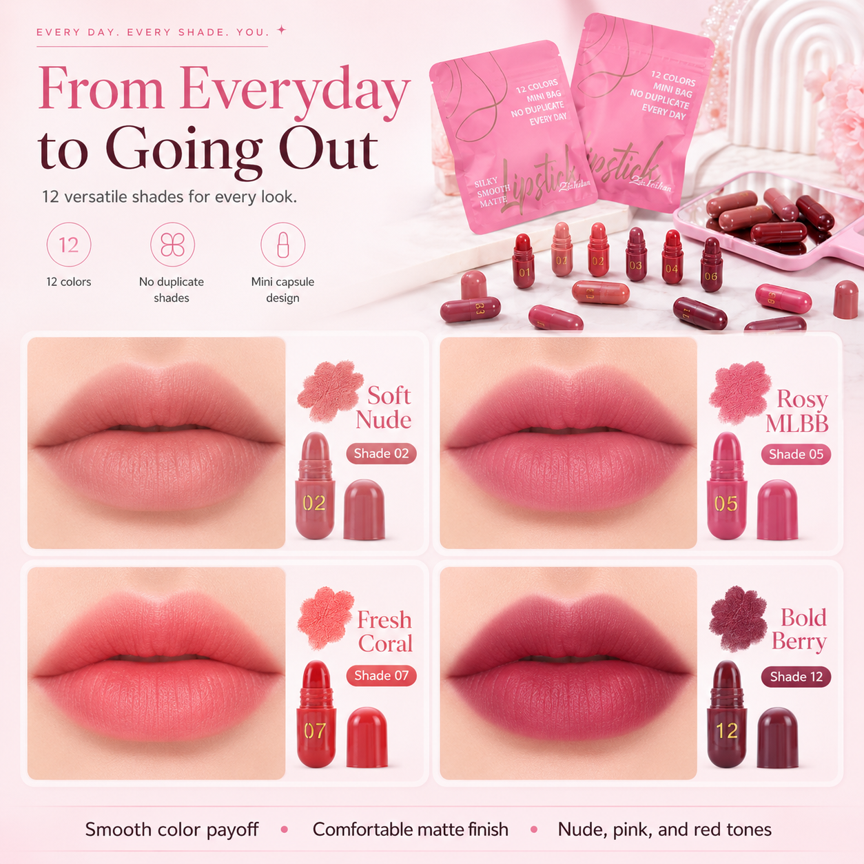 💕 Limited-Time Offer | Mini Lipstick Capsule Collection 💄 12 Shades, One Perfect Bag