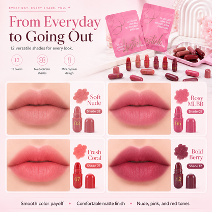 💕 Limited-Time Offer | Mini Lipstick Capsule Collection 💄 12 Shades, One Perfect Bag