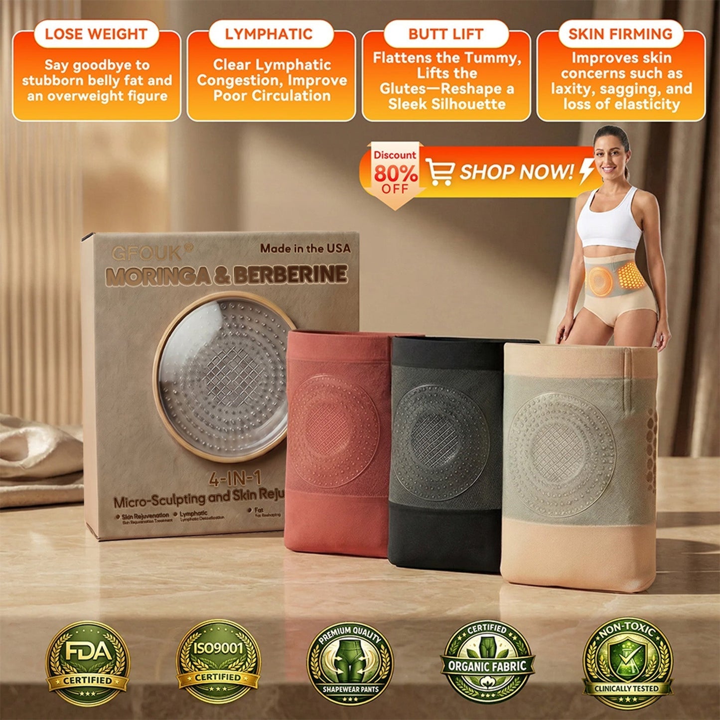 🧑‍⚕️Official Store | GFOUK® 💖 2026 Moringa & Berberine 4-In-1 Micro-Particle Sculpting & Fat-Burn Shorts👍