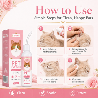 Gentle Pet Ear Wash | Odor-Free Cleaning for Dogs & Cats🌿