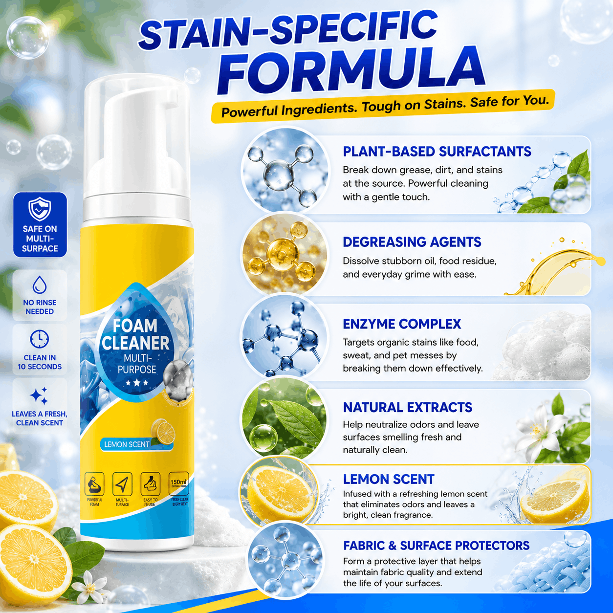 🔥Last Day 50% OFF🔥 Foam No-Rinse Cleaner — Spray, Wipe & Done