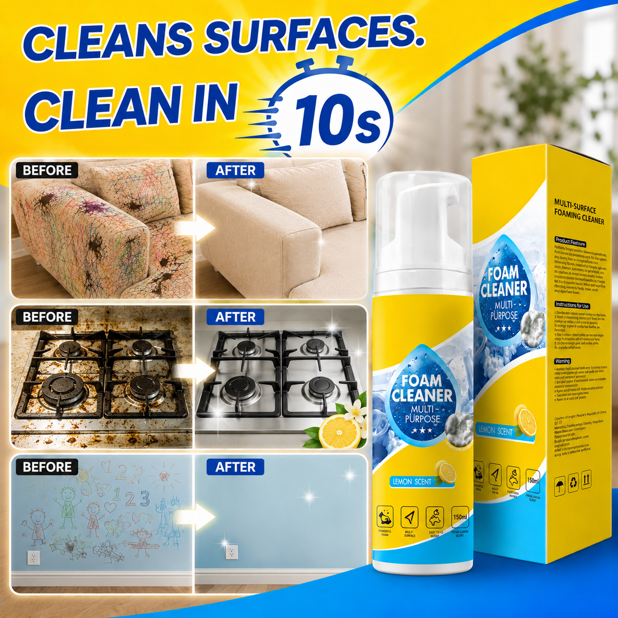 🔥Last Day 50% OFF🔥 Foam No-Rinse Cleaner — Spray, Wipe & Done